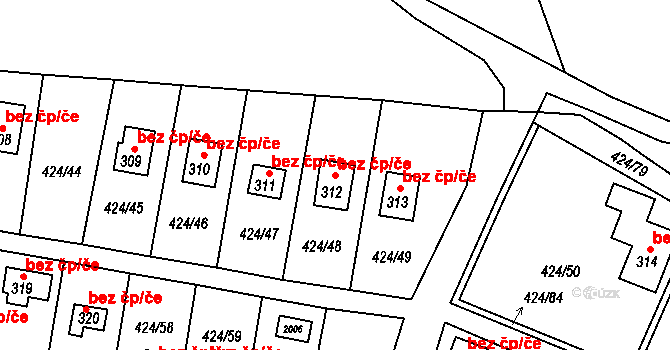 Nalžovice 42029716 na parcele st. 312 v KÚ Nalžovické Podhájí, Katastrální mapa