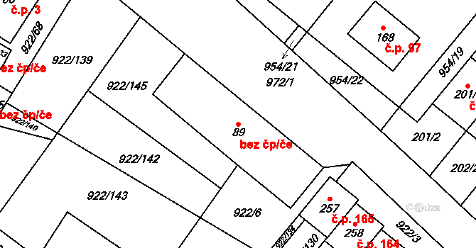Libčeves 43621716 na parcele st. 89 v KÚ Libčeves, Katastrální mapa