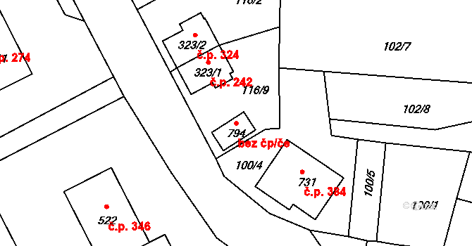Vyšší Brod 47839716 na parcele st. 794 v KÚ Vyšší Brod, Katastrální mapa