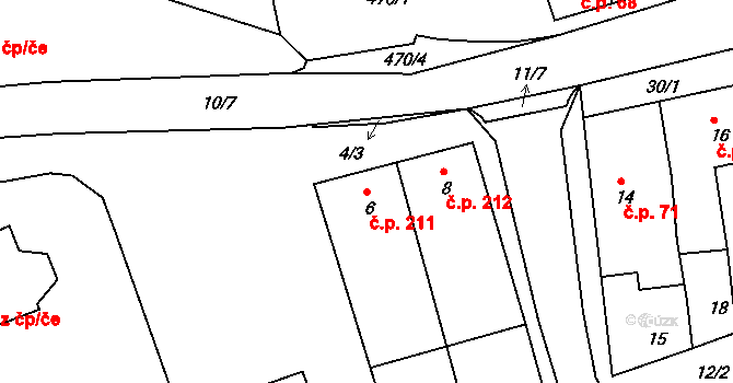 Vážany nad Litavou 211 na parcele st. 6 v KÚ Vážany nad Litavou, Katastrální mapa