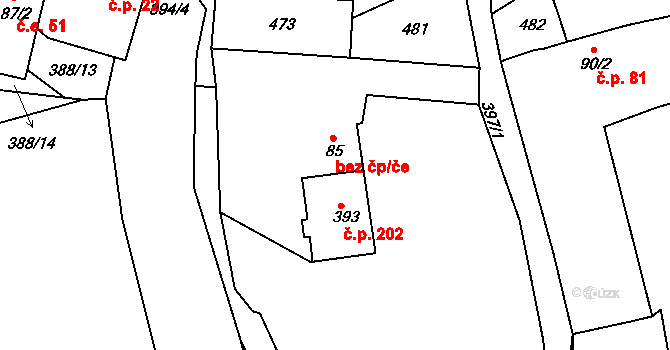 Dolní Bělá 574716 na parcele st. 85 v KÚ Dolní Bělá, Katastrální mapa