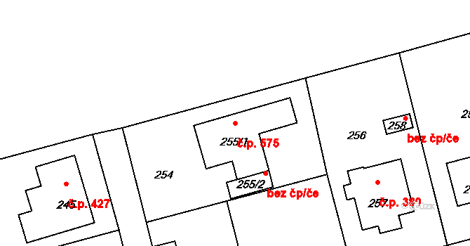 Průhonice 575 na parcele st. 255/1 v KÚ Průhonice, Katastrální mapa