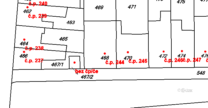 Veselí nad Lužnicí I 244, Veselí nad Lužnicí na parcele st. 468 v KÚ Veselí nad Lužnicí, Katastrální mapa