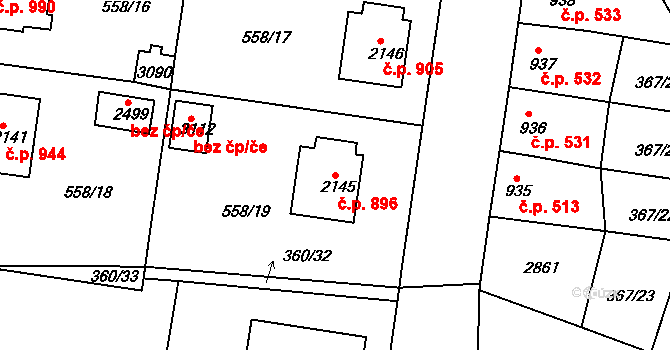 Sušice II 896, Sušice na parcele st. 2145 v KÚ Sušice nad Otavou, Katastrální mapa