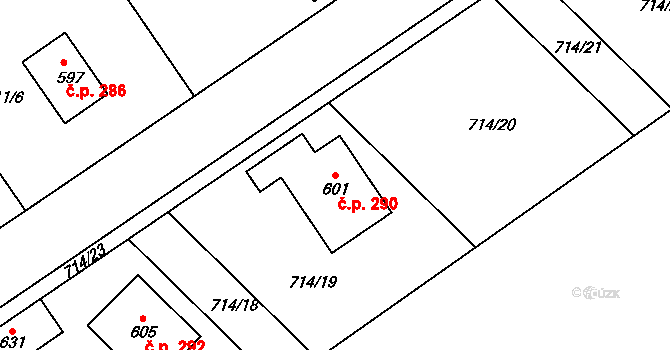 Rataje nad Sázavou 290 na parcele st. 601 v KÚ Rataje nad Sázavou, Katastrální mapa