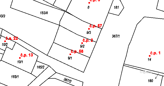 Zdíkovec 2, Zdíkov na parcele st. 9/2 v KÚ Zdíkovec, Katastrální mapa
