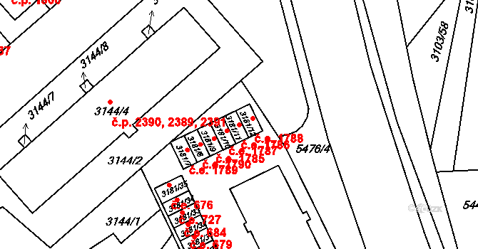 Znojmo 1786 na parcele st. 3181/11 v KÚ Znojmo-město, Katastrální mapa