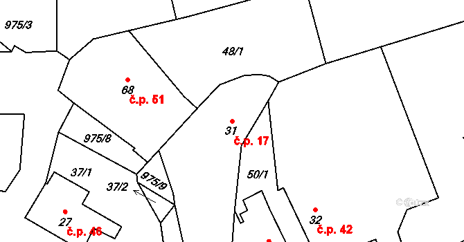 Měcholupy 17 na parcele st. 31 v KÚ Měcholupy u Blovic, Katastrální mapa