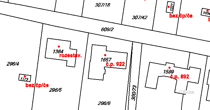 Michálkovice 922, Ostrava na parcele st. 1657 v KÚ Michálkovice, Katastrální mapa