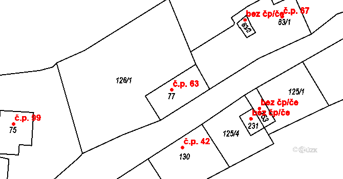 Merklovice 63, Vamberk na parcele st. 77 v KÚ Merklovice, Katastrální mapa