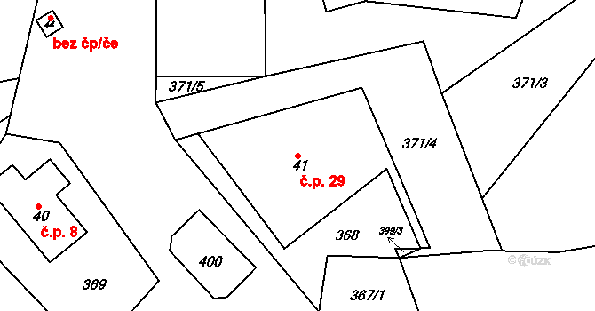 Řečice 29, Zábřezí-Řečice na parcele st. 41 v KÚ Zábřezí, Katastrální mapa