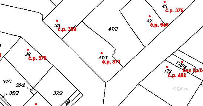 Lednice 371 na parcele st. 41/1 v KÚ Lednice na Moravě, Katastrální mapa