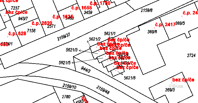 Písek 99958716 na parcele st. 5621/3 v KÚ Písek, Katastrální mapa