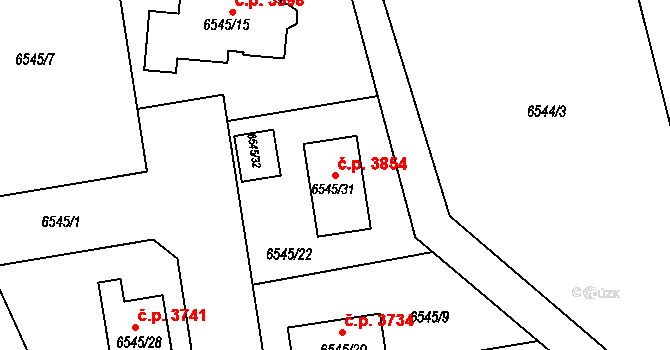 Frýdek 3854, Frýdek-Místek na parcele st. 6545/31 v KÚ Frýdek, Katastrální mapa