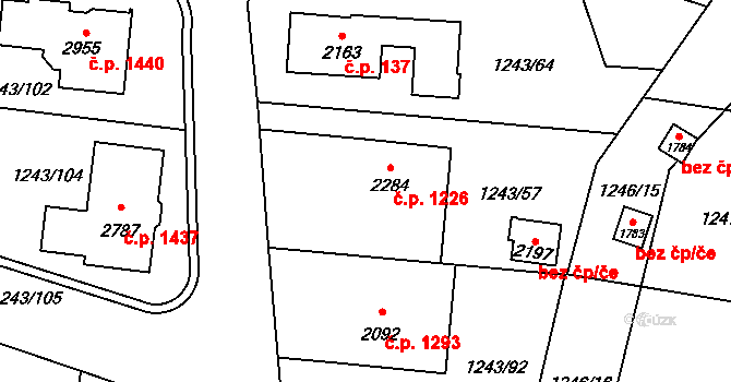 Lipník nad Bečvou I-Město 1226, Lipník nad Bečvou na parcele st. 2284 v KÚ Lipník nad Bečvou, Katastrální mapa
