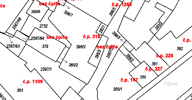Pacov 121018717 na parcele st. 395/3 v KÚ Pacov, Katastrální mapa