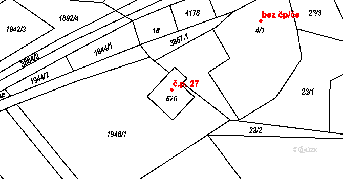 Bukovec 27 na parcele st. 626 v KÚ Bukovec u Jablunkova, Katastrální mapa
