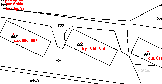 Švermov 814,815, Kladno na parcele st. 899 v KÚ Motyčín, Katastrální mapa
