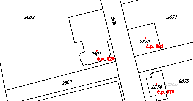 Frýdlant 829 na parcele st. 2601 v KÚ Frýdlant, Katastrální mapa