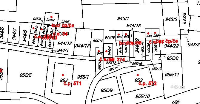 Hrádek nad Nisou 89 na parcele st. 946 v KÚ Hrádek nad Nisou, Katastrální mapa