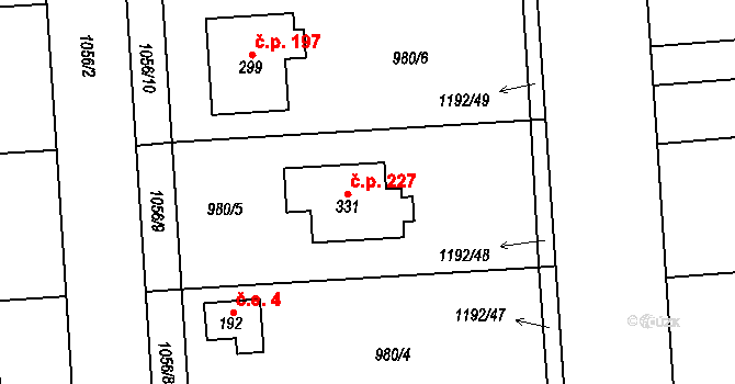 Želivec 227, Sulice na parcele st. 331 v KÚ Sulice, Katastrální mapa