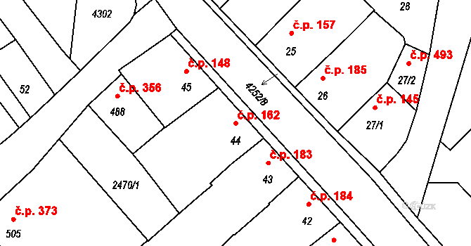 Kardašova Řečice 162 na parcele st. 44 v KÚ Kardašova Řečice, Katastrální mapa