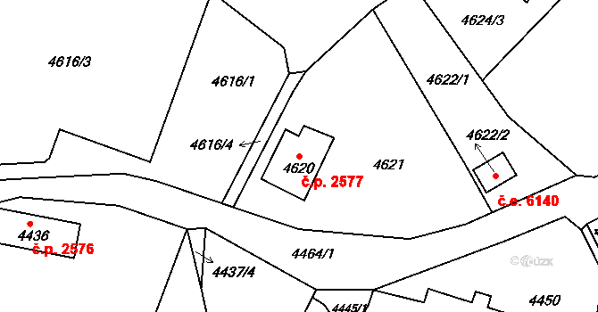 Severní Terasa 2577, Ústí nad Labem na parcele st. 4620 v KÚ Ústí nad Labem, Katastrální mapa