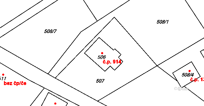 Dolní Lutyně 914 na parcele st. 506 v KÚ Dolní Lutyně, Katastrální mapa