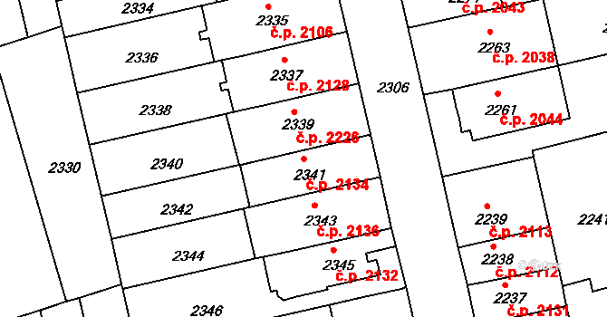 Královo Pole 2134, Brno na parcele st. 2341 v KÚ Královo Pole, Katastrální mapa