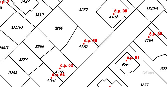 Šťáralka 65, Kolín na parcele st. 4170 v KÚ Kolín, Katastrální mapa