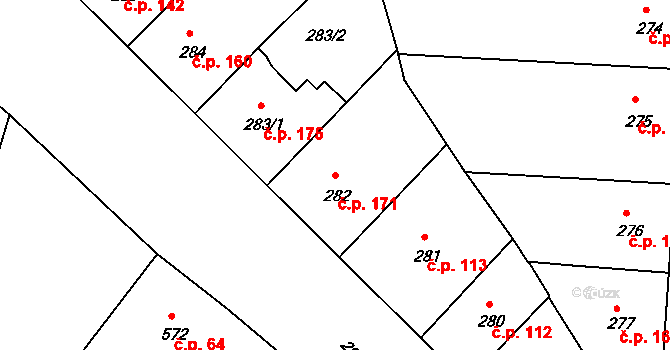 Nusle 171, Praha na parcele st. 282 v KÚ Nusle, Katastrální mapa