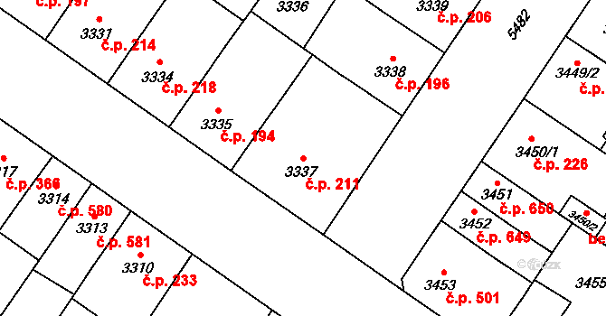 Lobzy 211, Plzeň na parcele st. 3337 v KÚ Plzeň, Katastrální mapa
