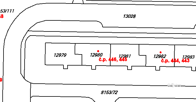 Doudlevce 445,446, Plzeň na parcele st. 12979 v KÚ Plzeň, Katastrální mapa