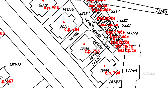 Úšovice 795, Mariánské Lázně na parcele st. 2804 v KÚ Úšovice, Katastrální mapa
