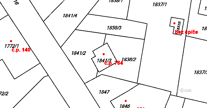 Skřečoň 784, Bohumín na parcele st. 1841/3 v KÚ Skřečoň, Katastrální mapa