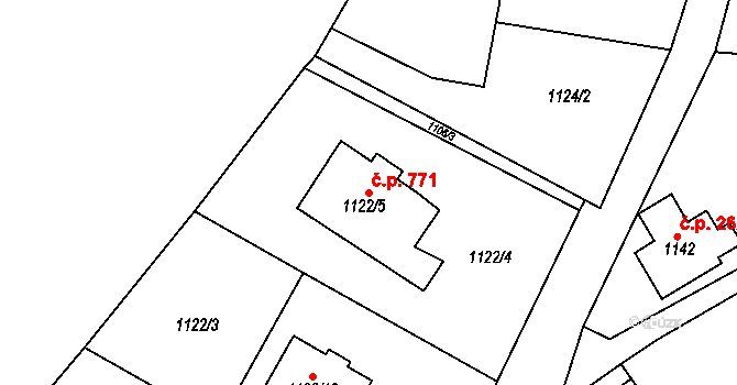 Kluč 771, Habartov na parcele st. 1122/5 v KÚ Habartov, Katastrální mapa