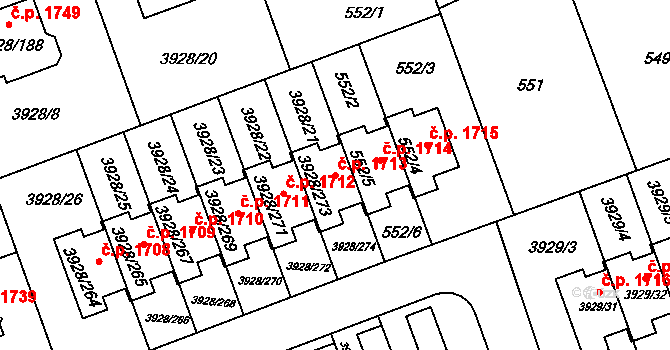 Úvaly 1713 na parcele st. 3928/273 v KÚ Úvaly u Prahy, Katastrální mapa