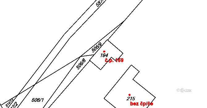 Hoděšovice 159, Býšť na parcele st. 194 v KÚ Hoděšovice, Katastrální mapa