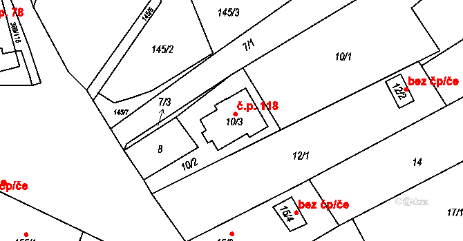 Sedlešovice 118, Nový Šaldorf-Sedlešovice na parcele st. 10/3 v KÚ Sedlešovice, Katastrální mapa