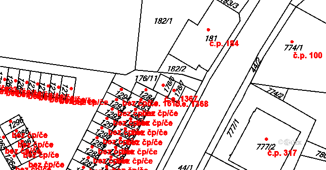 Děčín XXXII-Boletice nad Labem 1367, Děčín na parcele st. 176/6 v KÚ Boletice nad Labem, Katastrální mapa