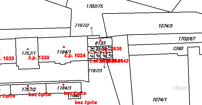 Žatec 2641 na parcele st. 6136 v KÚ Žatec, Katastrální mapa