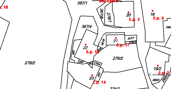 Chlum 15, Chlum-Korouhvice na parcele st. 22 v KÚ Chlum, Katastrální mapa