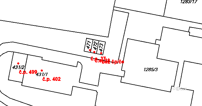 Kamenice 47 na parcele st. 473 v KÚ Kamenice u Jihlavy, Katastrální mapa