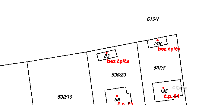 Křepenice 40985717 na parcele st. 83 v KÚ Křepenice, Katastrální mapa
