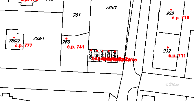 Praha 43554717 na parcele st. 780/3 v KÚ Kbely, Katastrální mapa