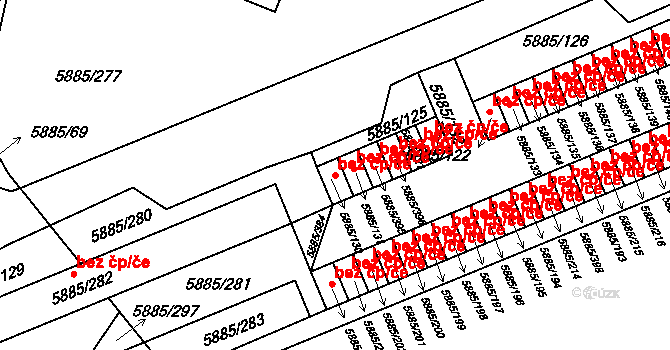 Chomutov 45058717 na parcele st. 5885/130 v KÚ Chomutov I, Katastrální mapa