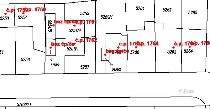 Krnov 45608717 na parcele st. 5259/2 v KÚ Krnov-Horní Předměstí, Katastrální mapa