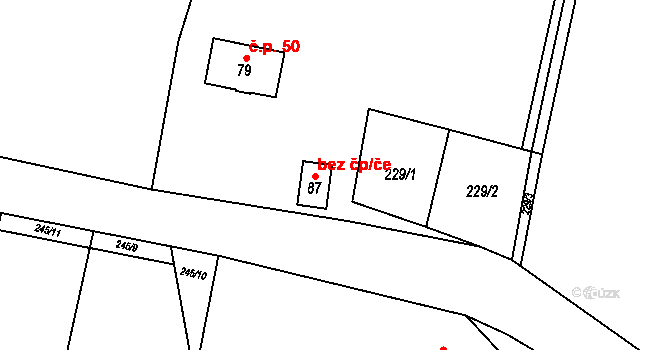 Obecnice 48565717 na parcele st. 87 v KÚ Oseč, Katastrální mapa