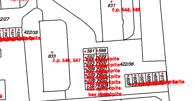 Svitavy 49815717 na parcele st. 598 v KÚ Čtyřicet Lánů, Katastrální mapa