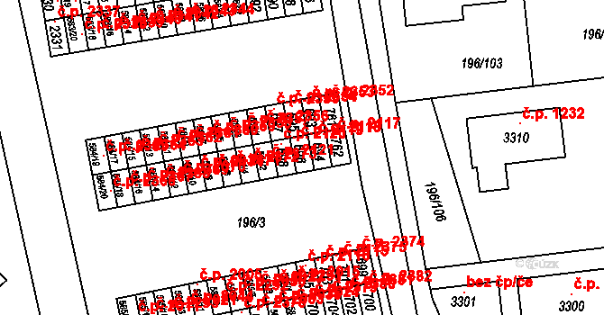 Sezimovo Ústí 2119 na parcele st. 696 v KÚ Sezimovo Ústí, Katastrální mapa